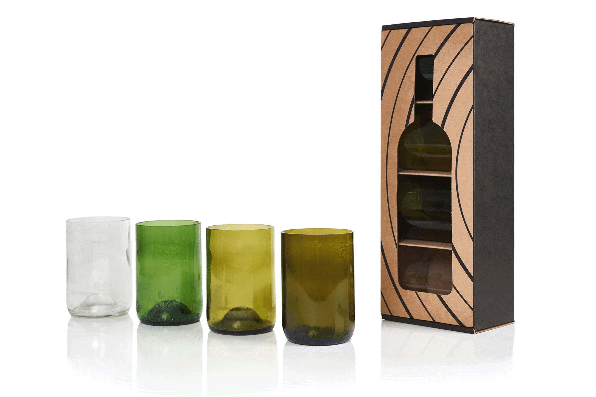 Rebottled Tumbler 4-Pack Drinkglazen – Duurzaam – MIX – 4 Stuks – 330 Ml